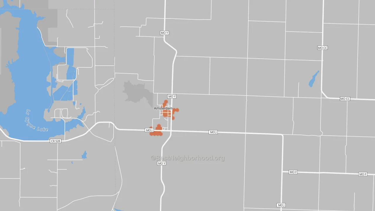 Bike Grade map of Amsterdam, MO