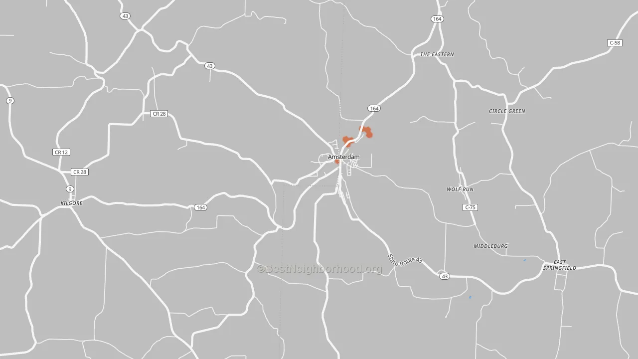 Bike Grade map of Amsterdam, OH