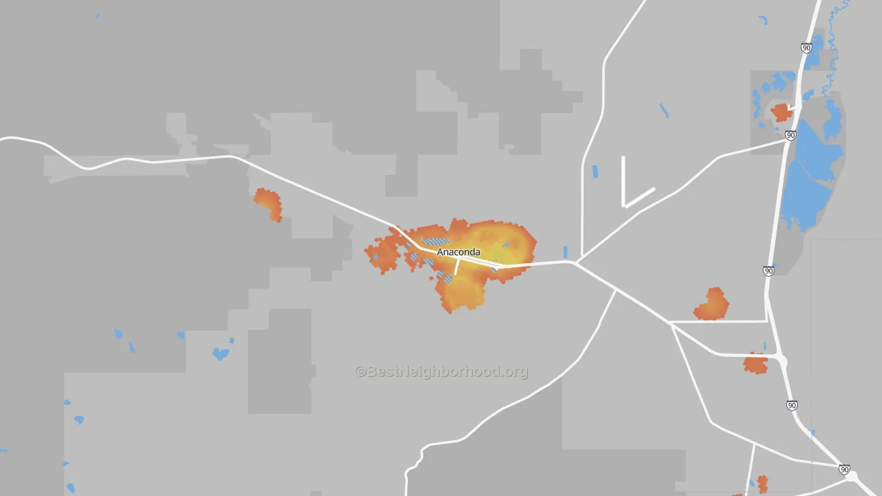 Bike Grade map of Anaconda, MT