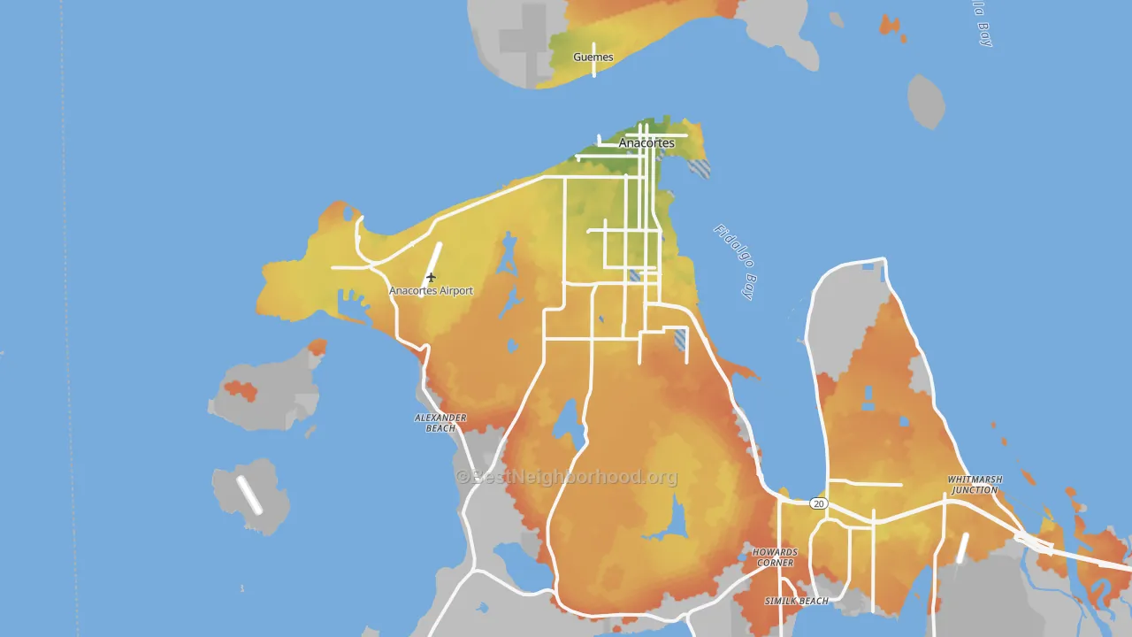 Bike Grade map of Anacortes, WA