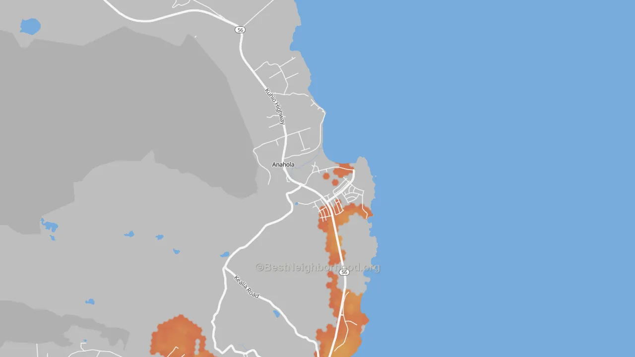 Bike Grade map of Anahola, HI