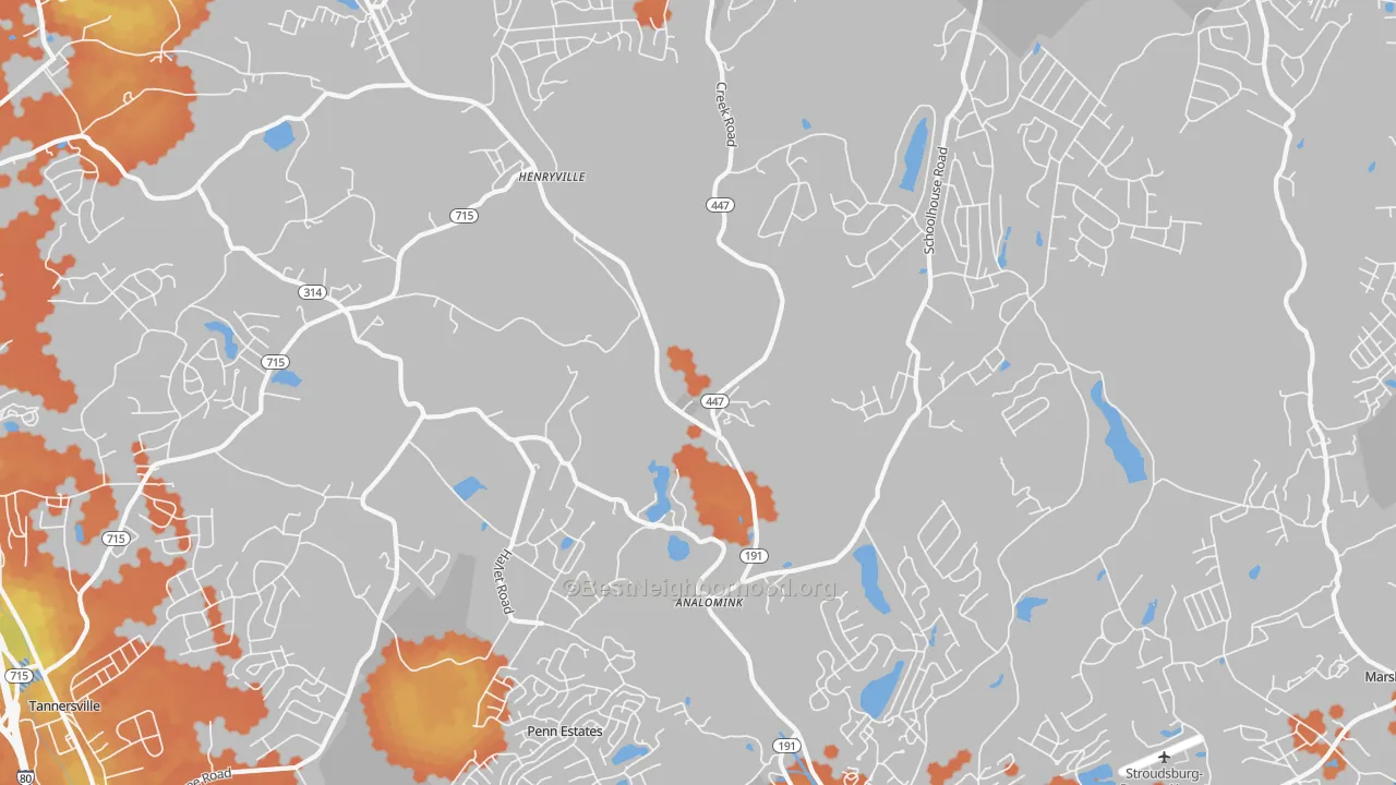 Bike Grade map of Analomink, PA