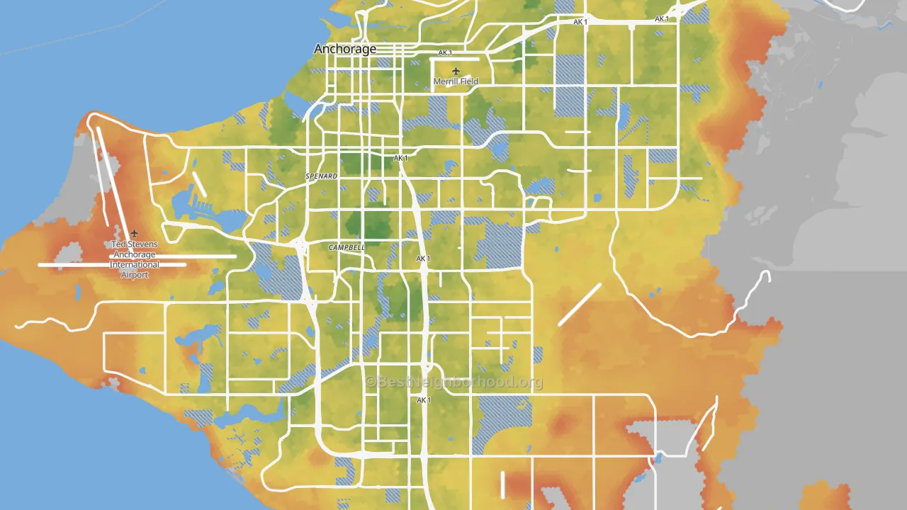 Bike Grade map of Anchorage, AK