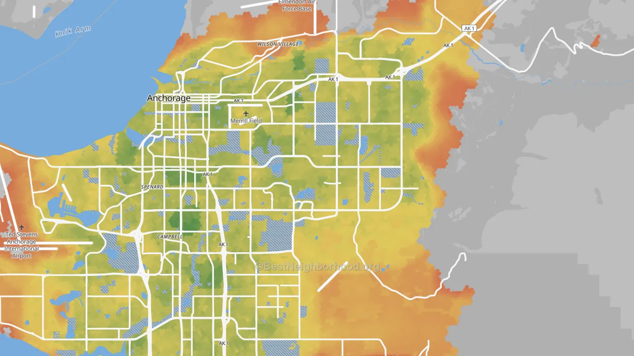 Bike Grade map of Anchorage Municipality, AK