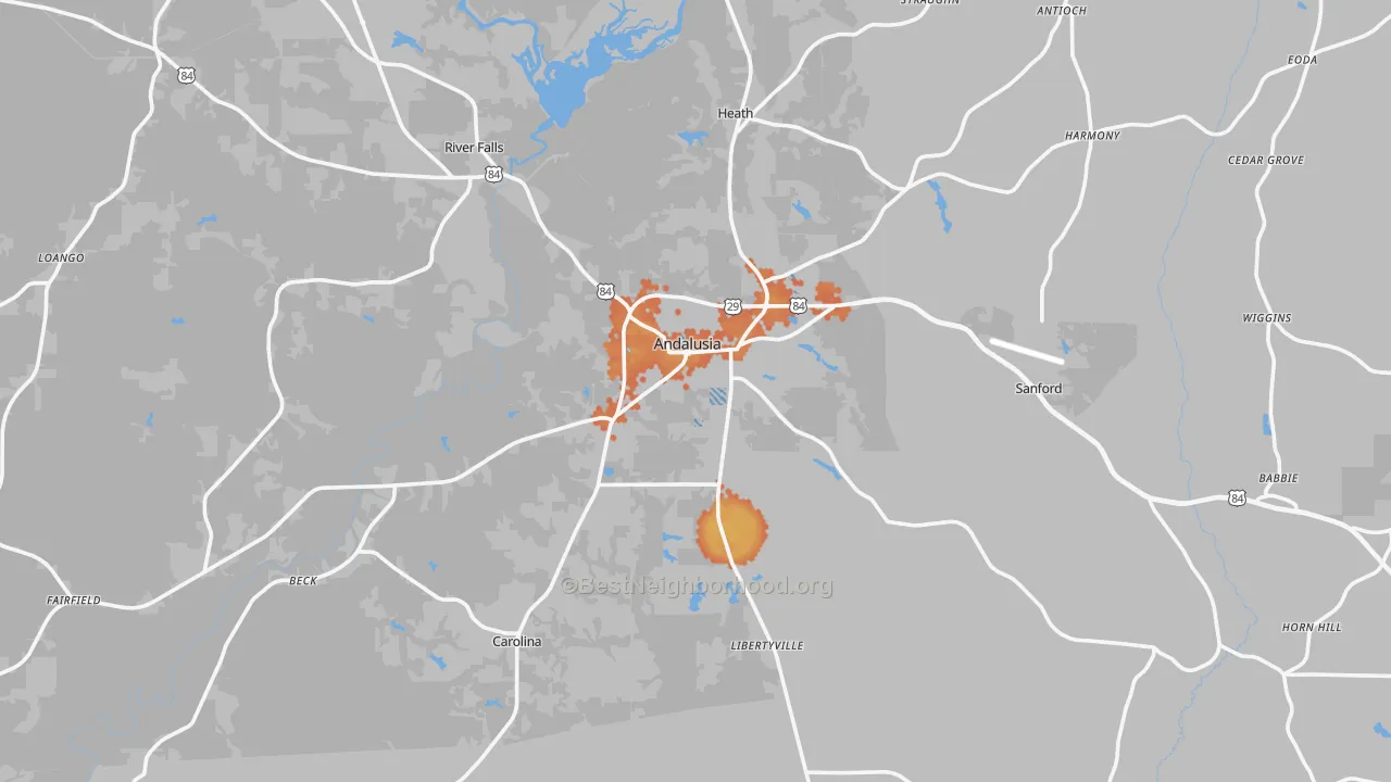 Bike Grade map of Andalusia, AL