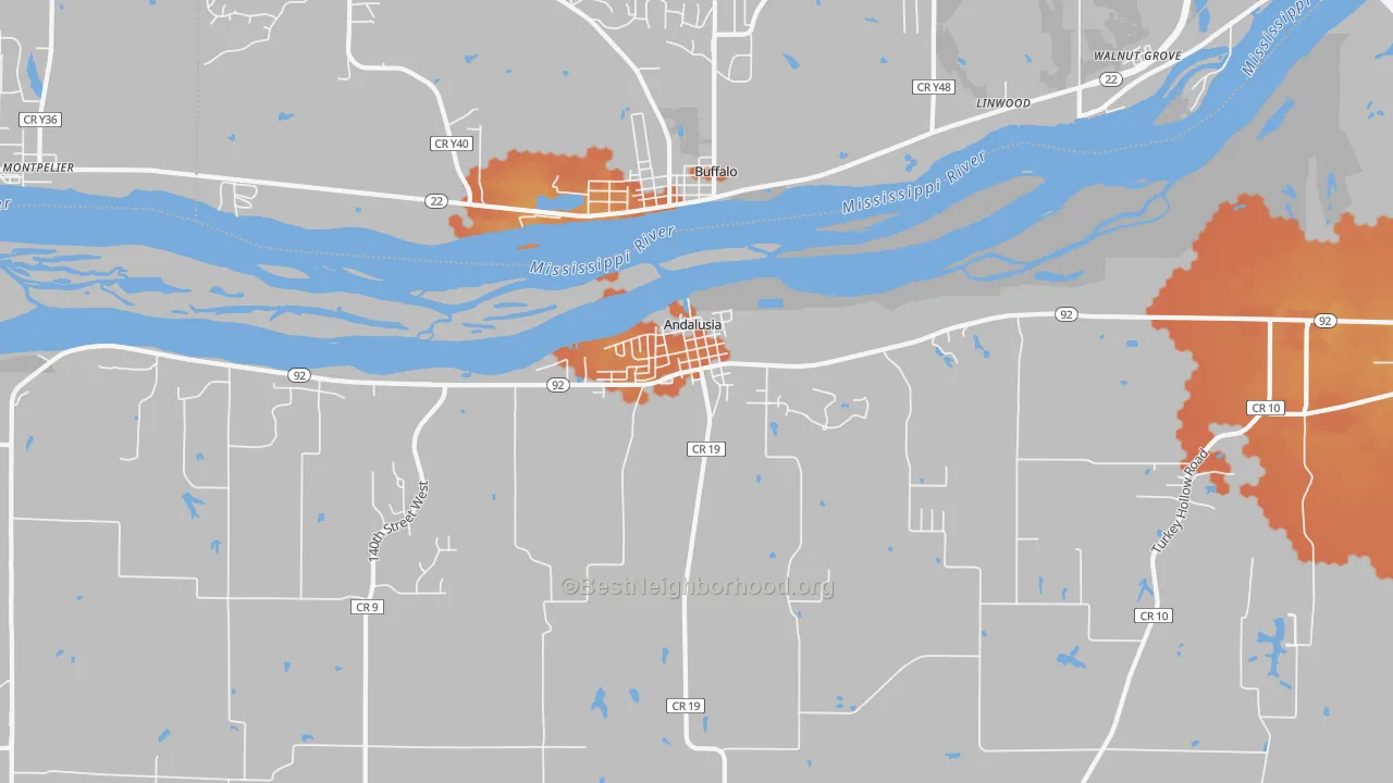 Bike Grade map of Andalusia, IL