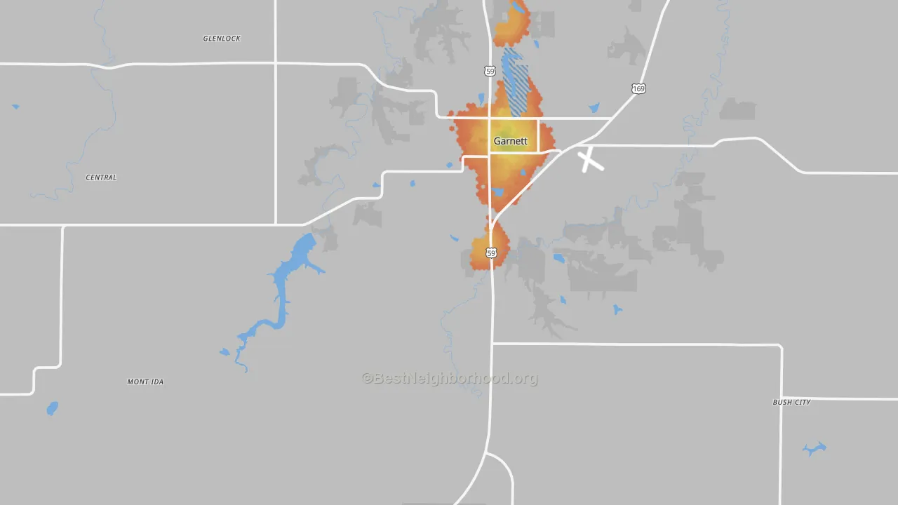 Bike Grade map of Anderson County, KS