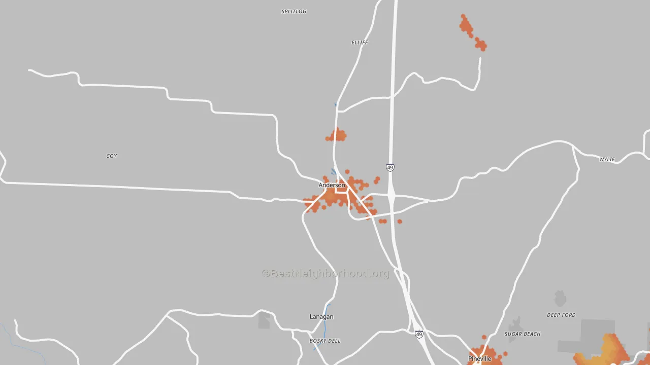 Bike Grade map of Anderson, MO