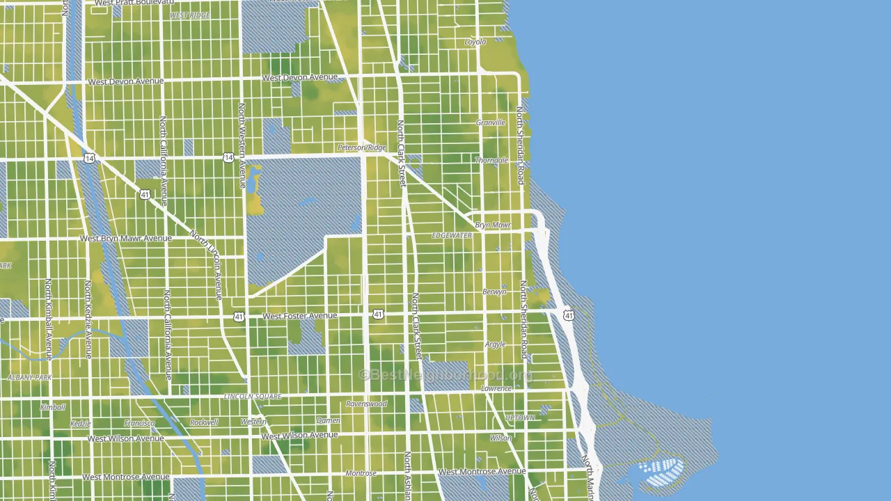 Bike Grade map of Andersonville, Chicago, IL