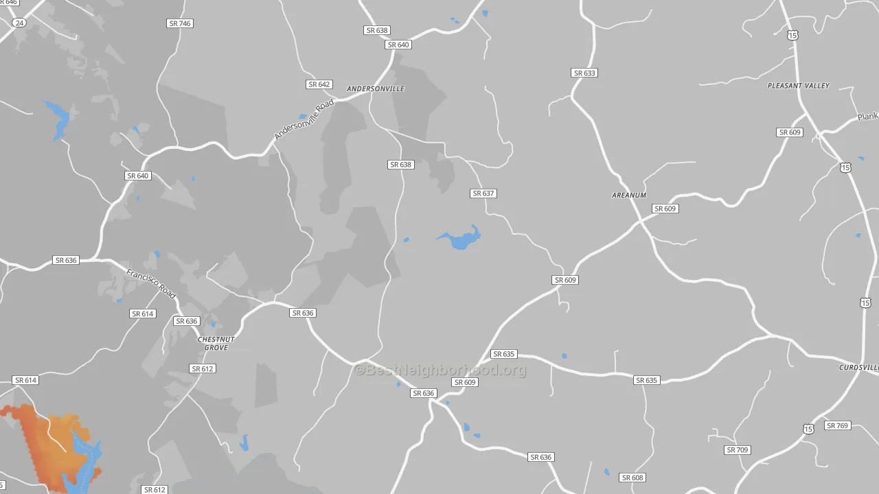 Bike Grade map of Andersonville, VA