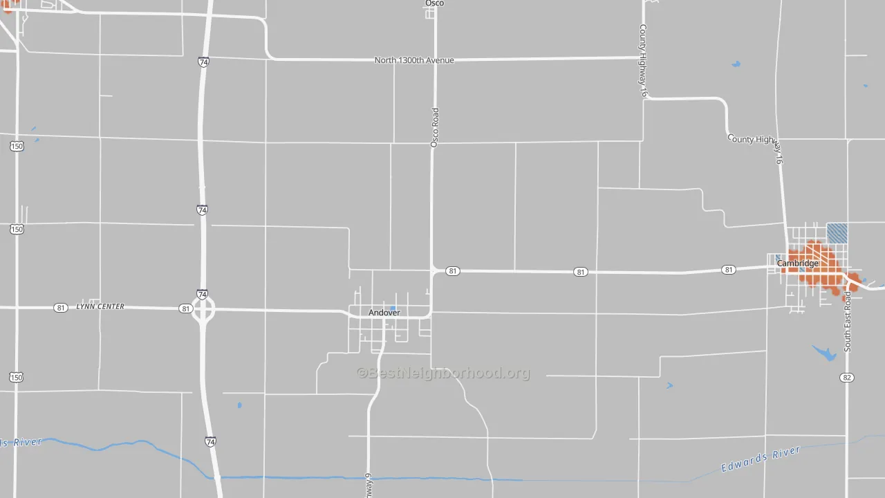 Bike Grade map of Andover, IL