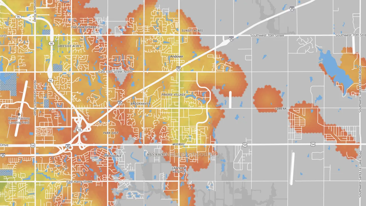 Bike Grade map of Andover, KS