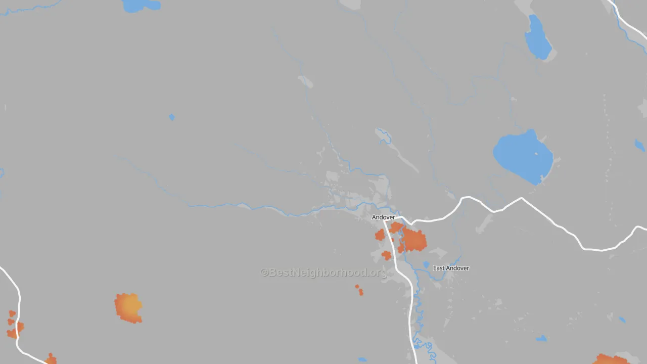 Bike Grade map of Andover, ME