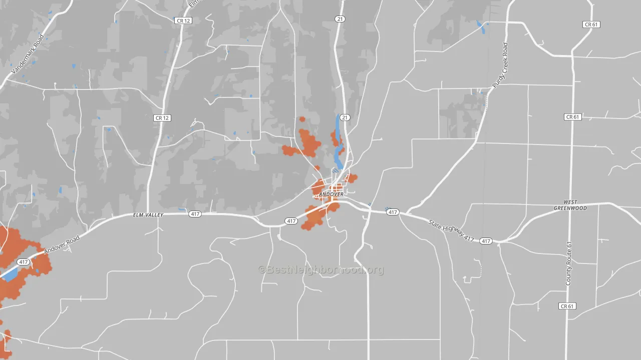 Bike Grade map of Andover, NY