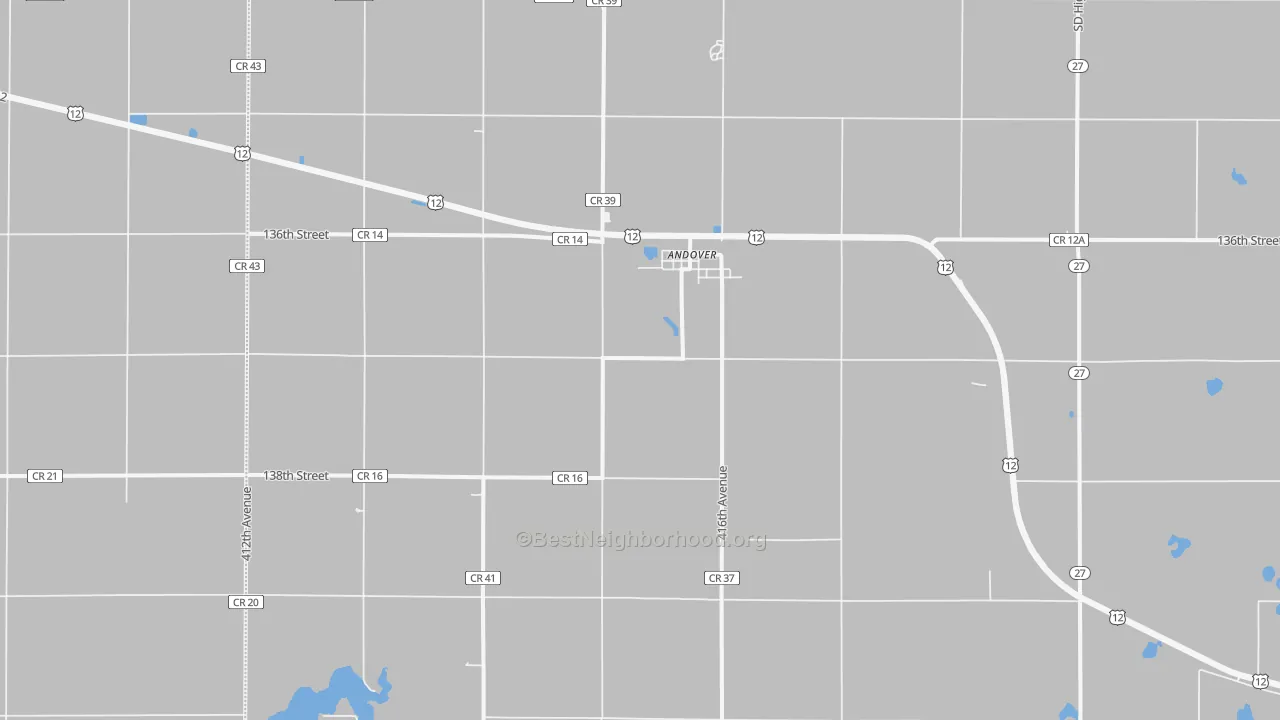 Bike Grade map of Andover, SD