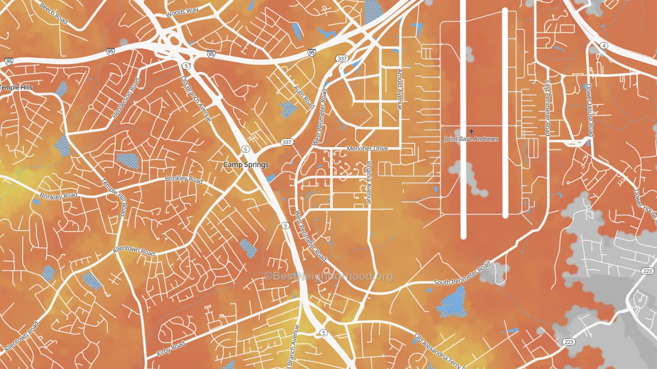 Bike Grade map of Andrews AFB, MD