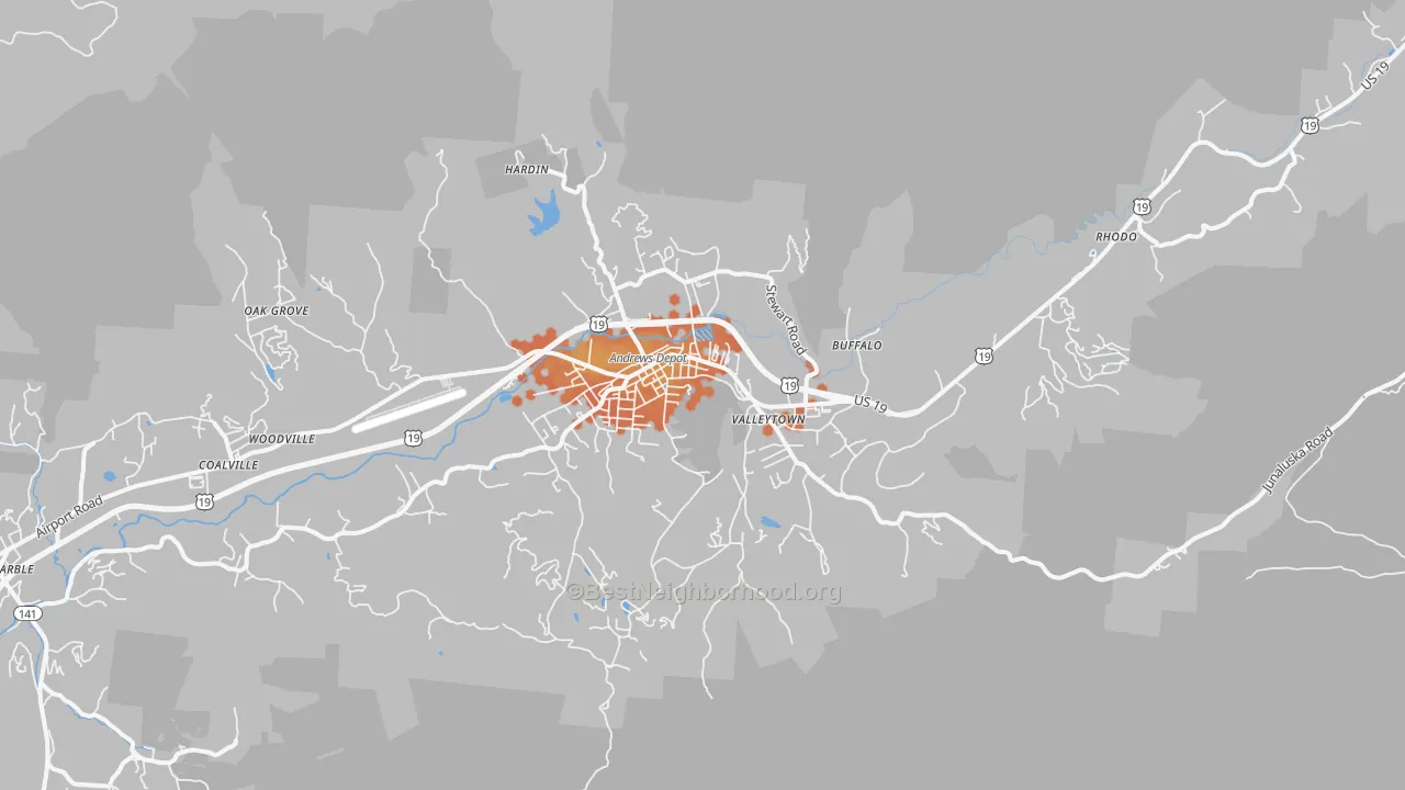 Bike Grade map of Andrews, NC