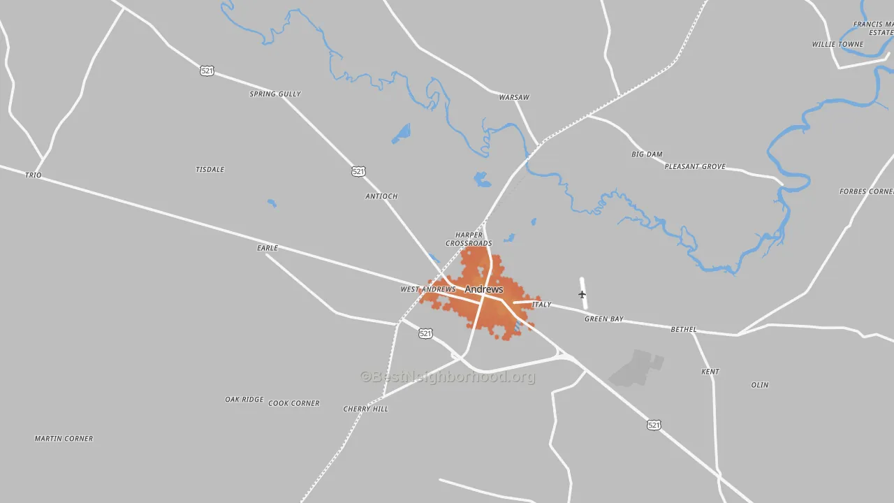 Bike Grade map of Andrews, SC