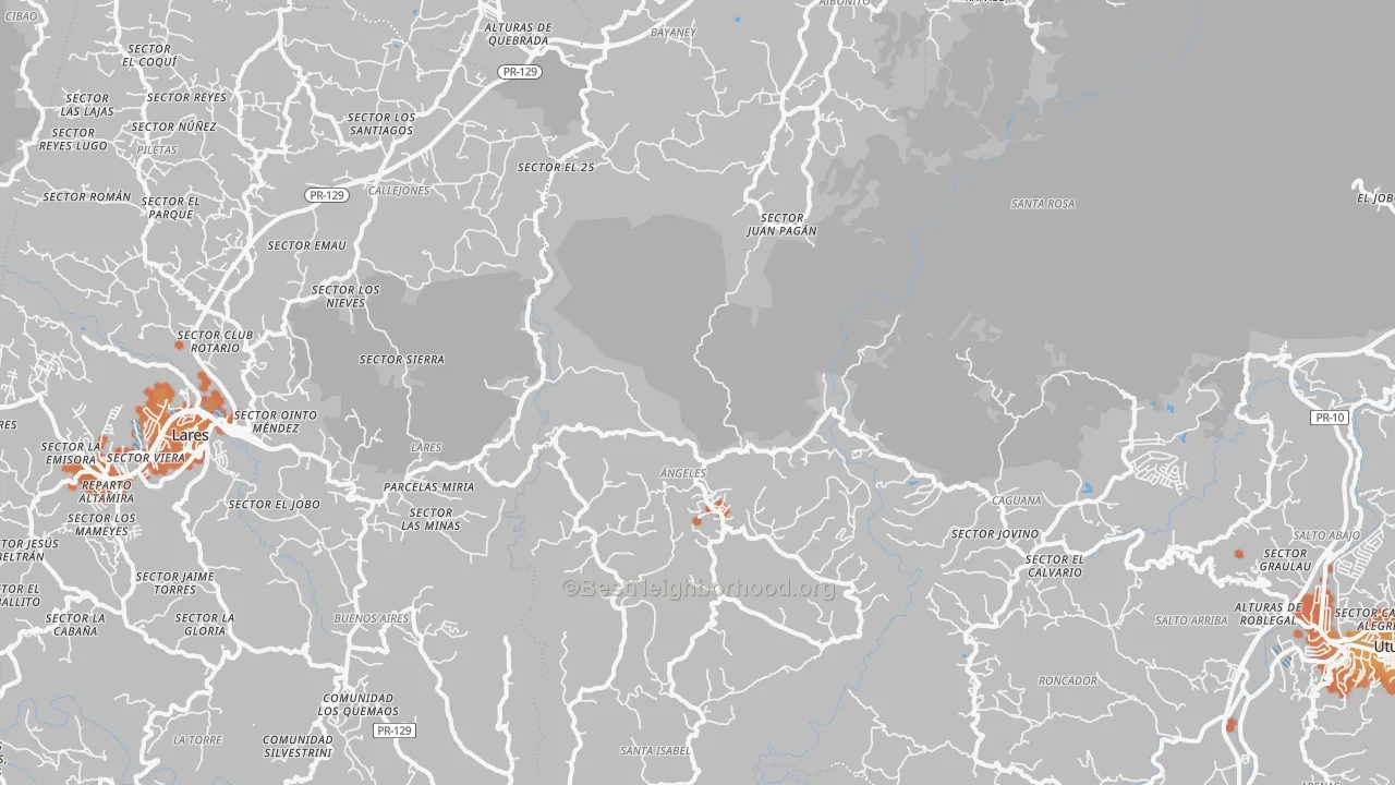 Bike Grade map of Angeles, PR