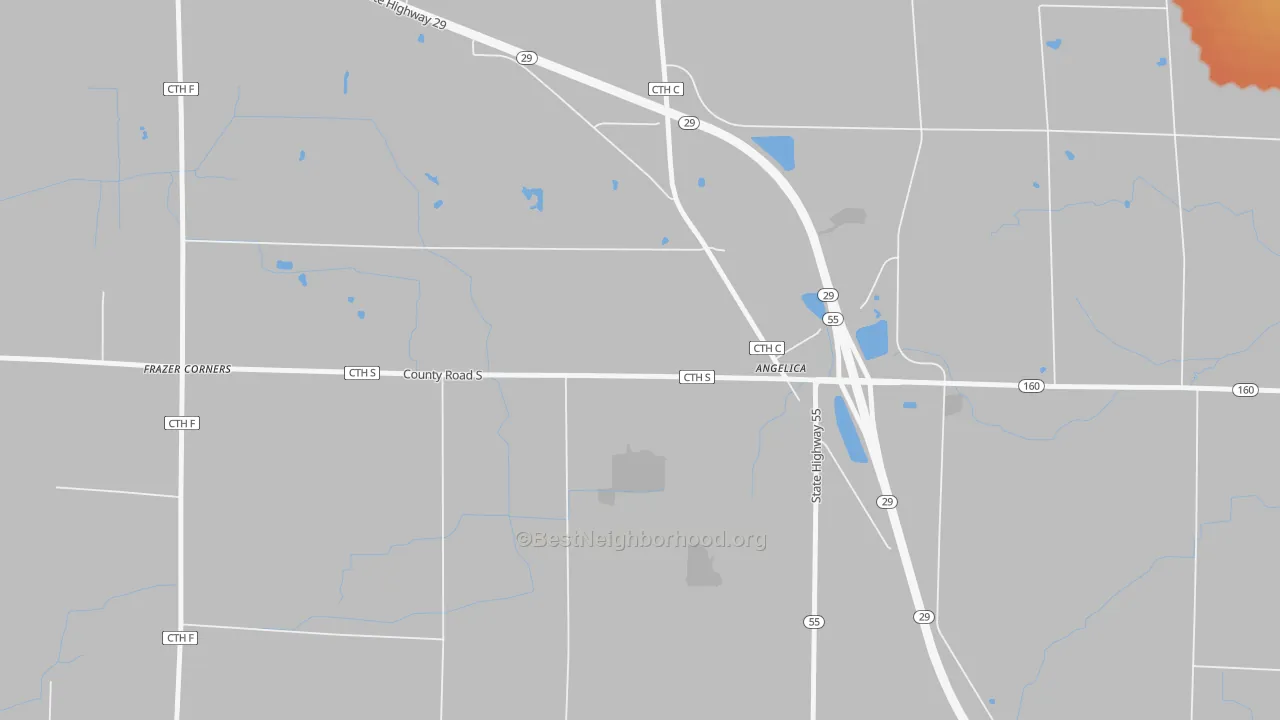 Bike Grade map of Angelica, WI