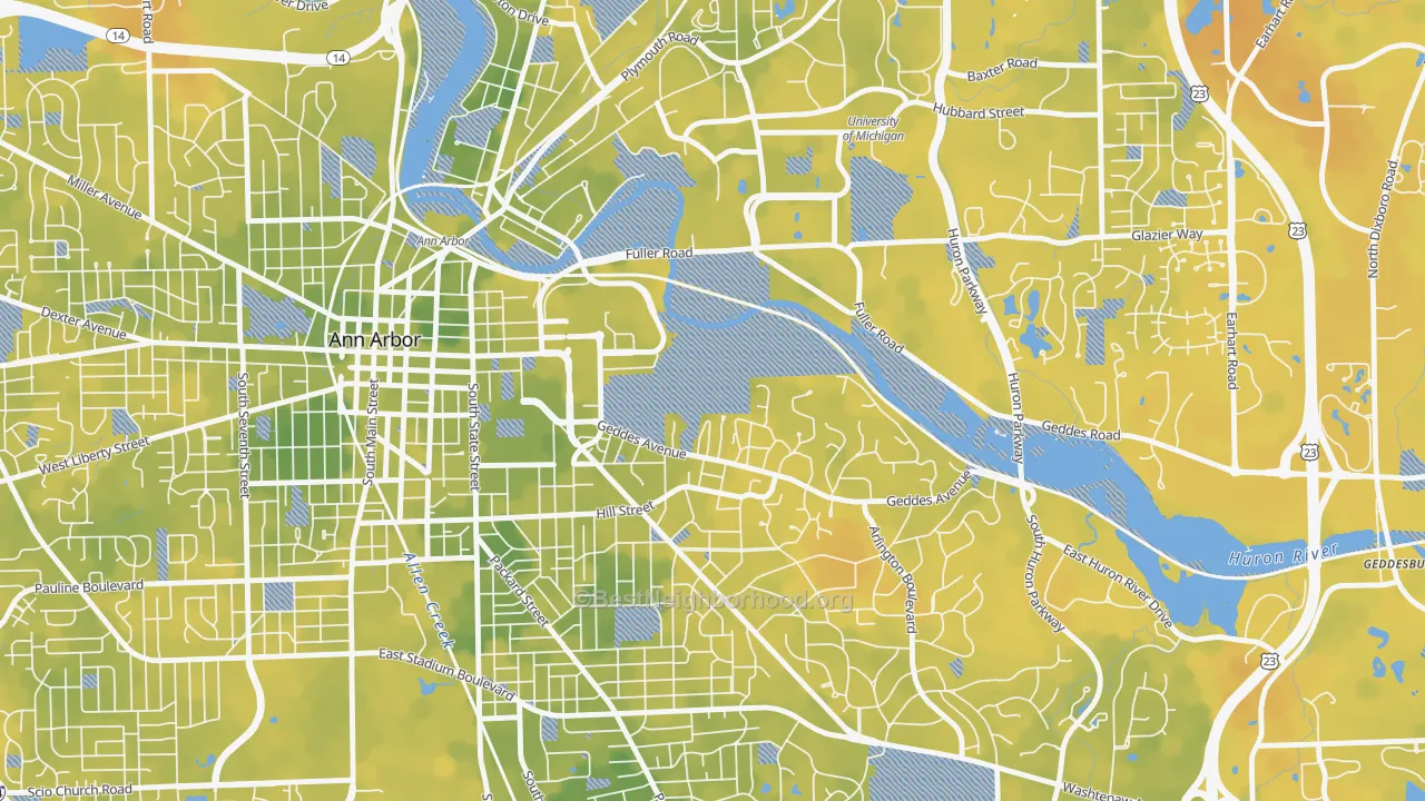 Bike Grade map of Angells, Ann Arbor, MI