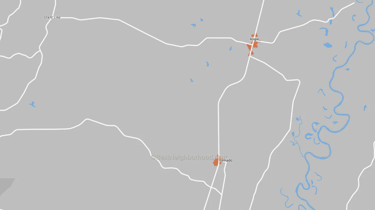 Bike Grade map of Angie, LA