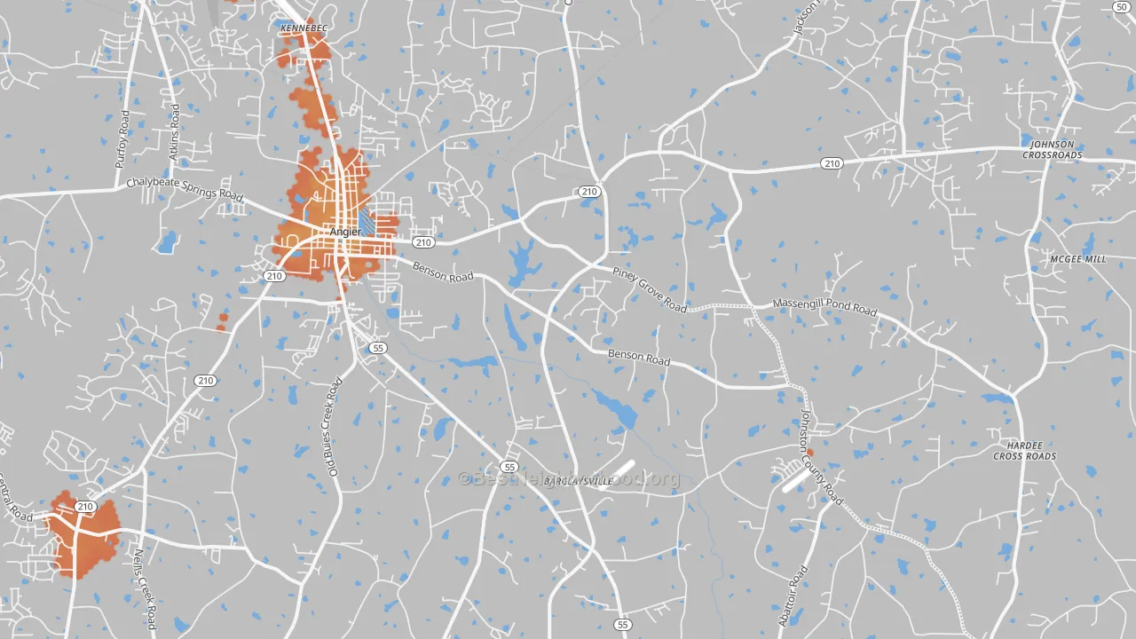 Bike Grade map of Angier, NC