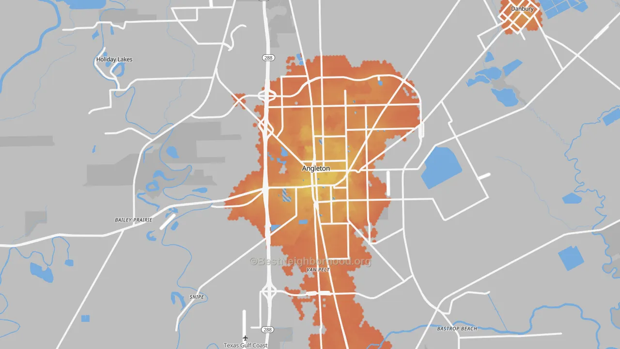 Bike Grade map of Angleton, TX