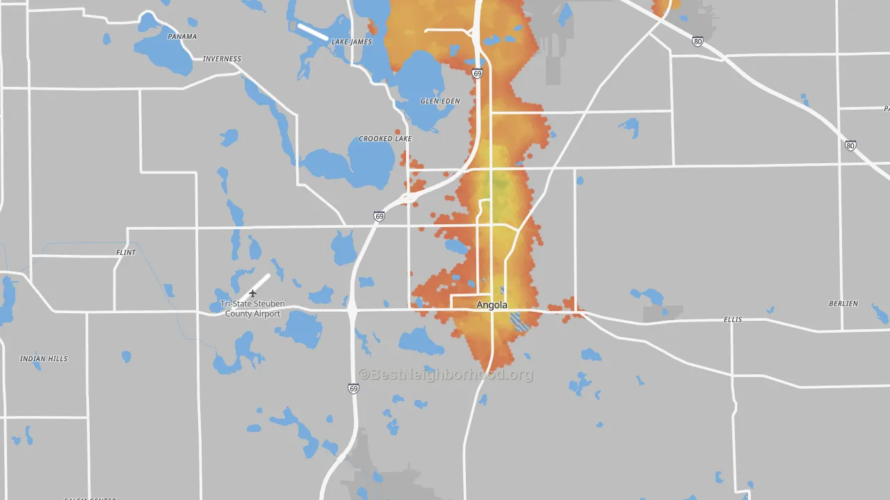Bike Grade map of Angola, IN
