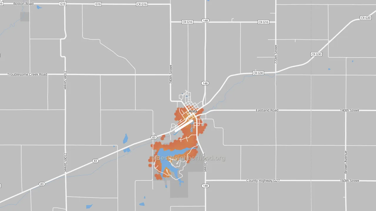 Bike Grade map of Anita, IA