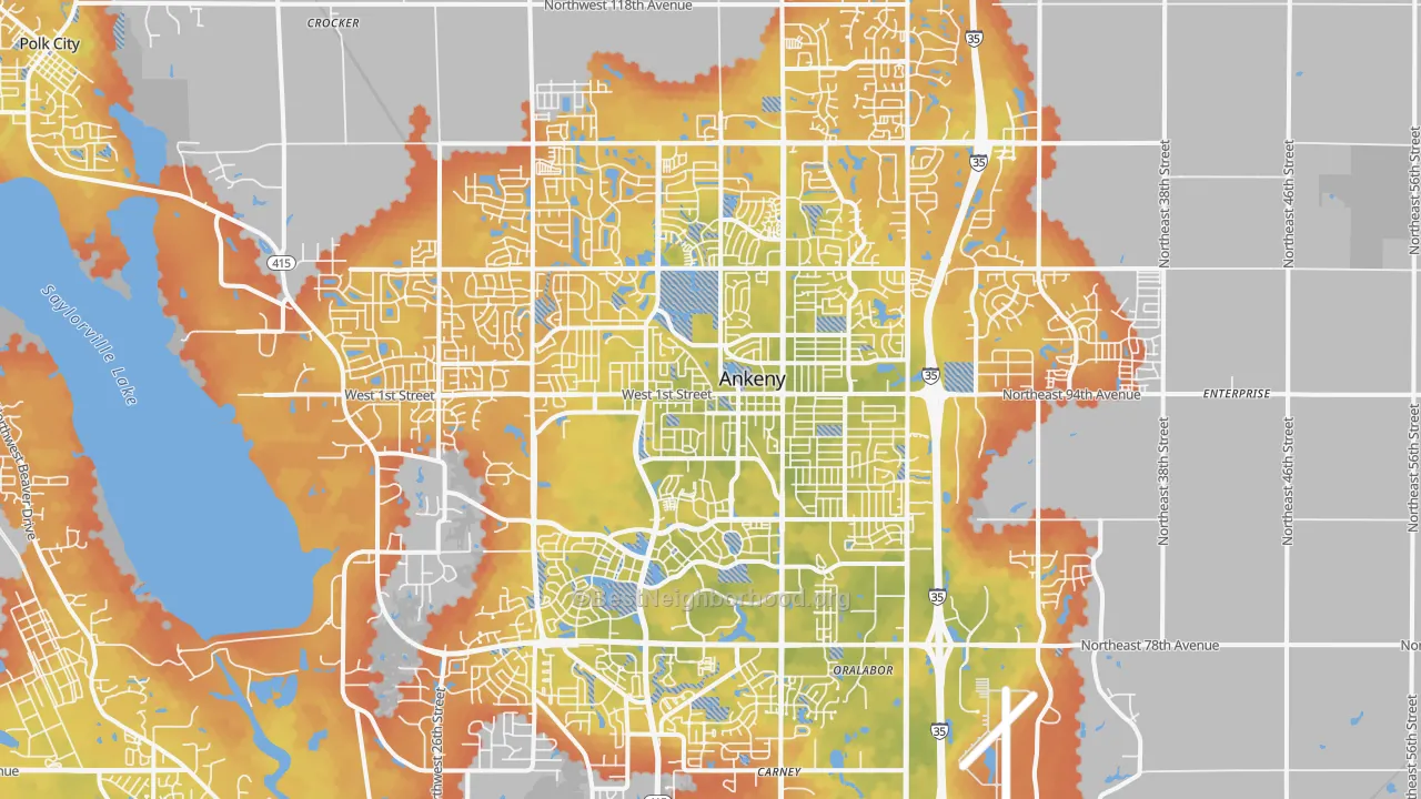 Bike Grade map of Ankeny, IA