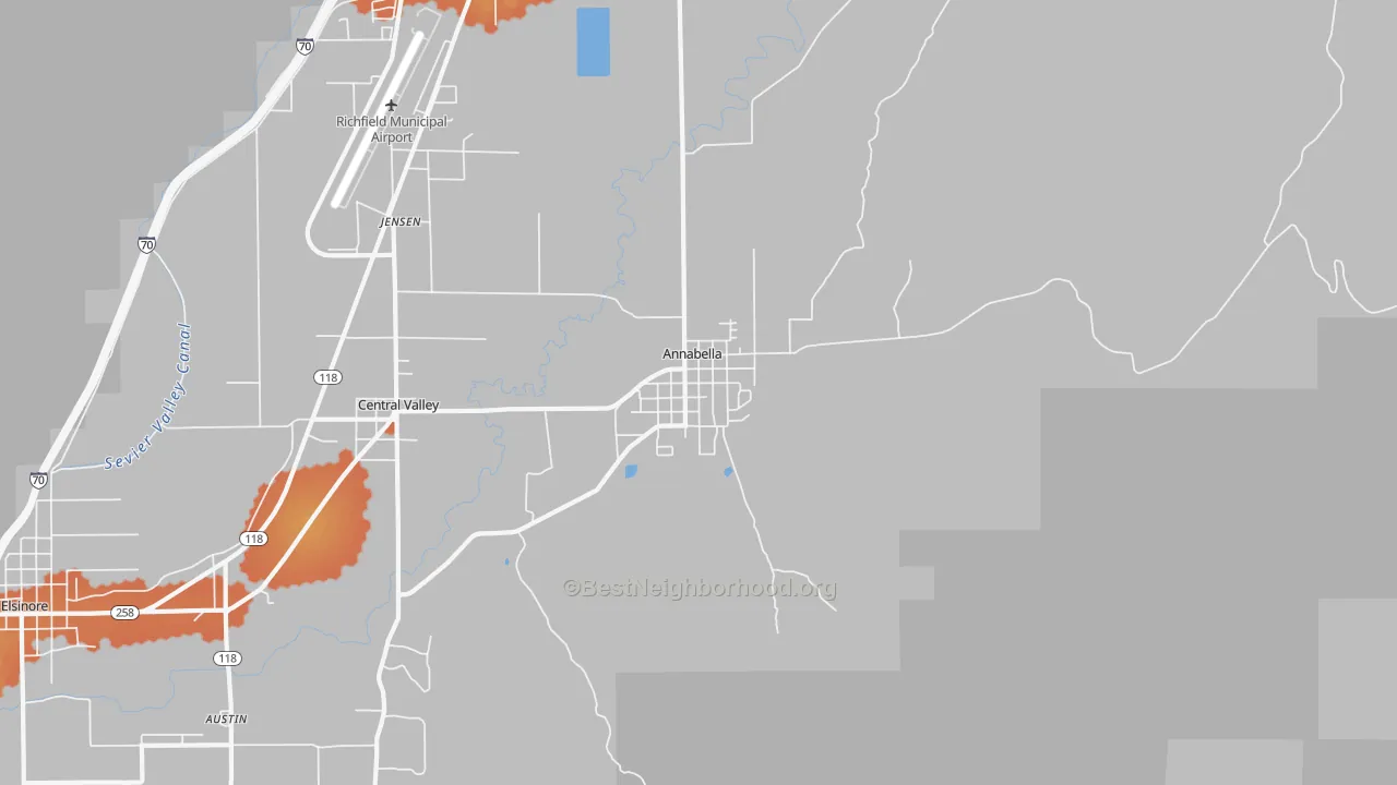 Bike Grade map of Annabella, UT