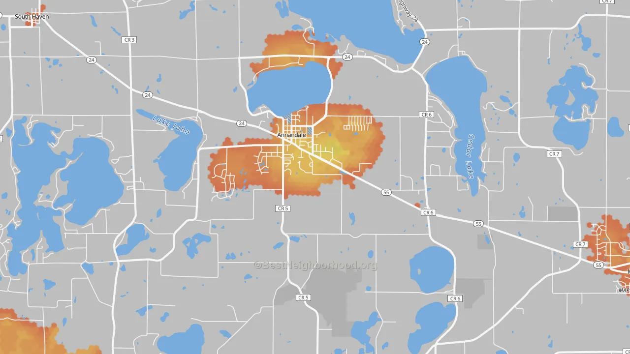Bike Grade map of Annandale, MN