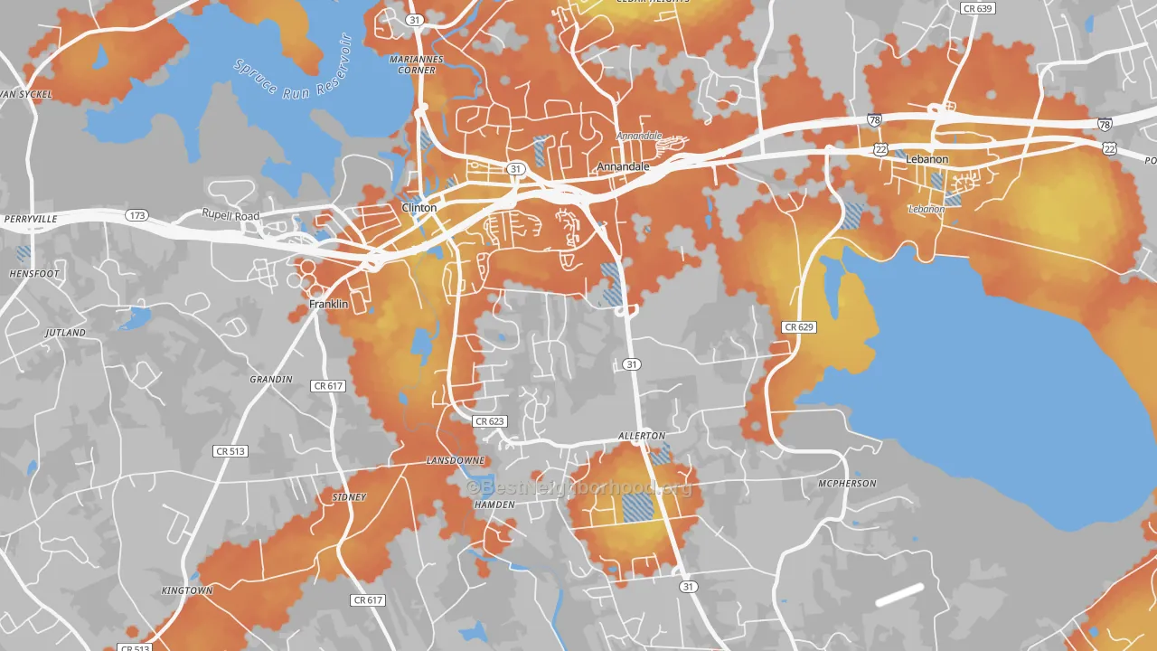 Bike Grade map of Annandale, NJ