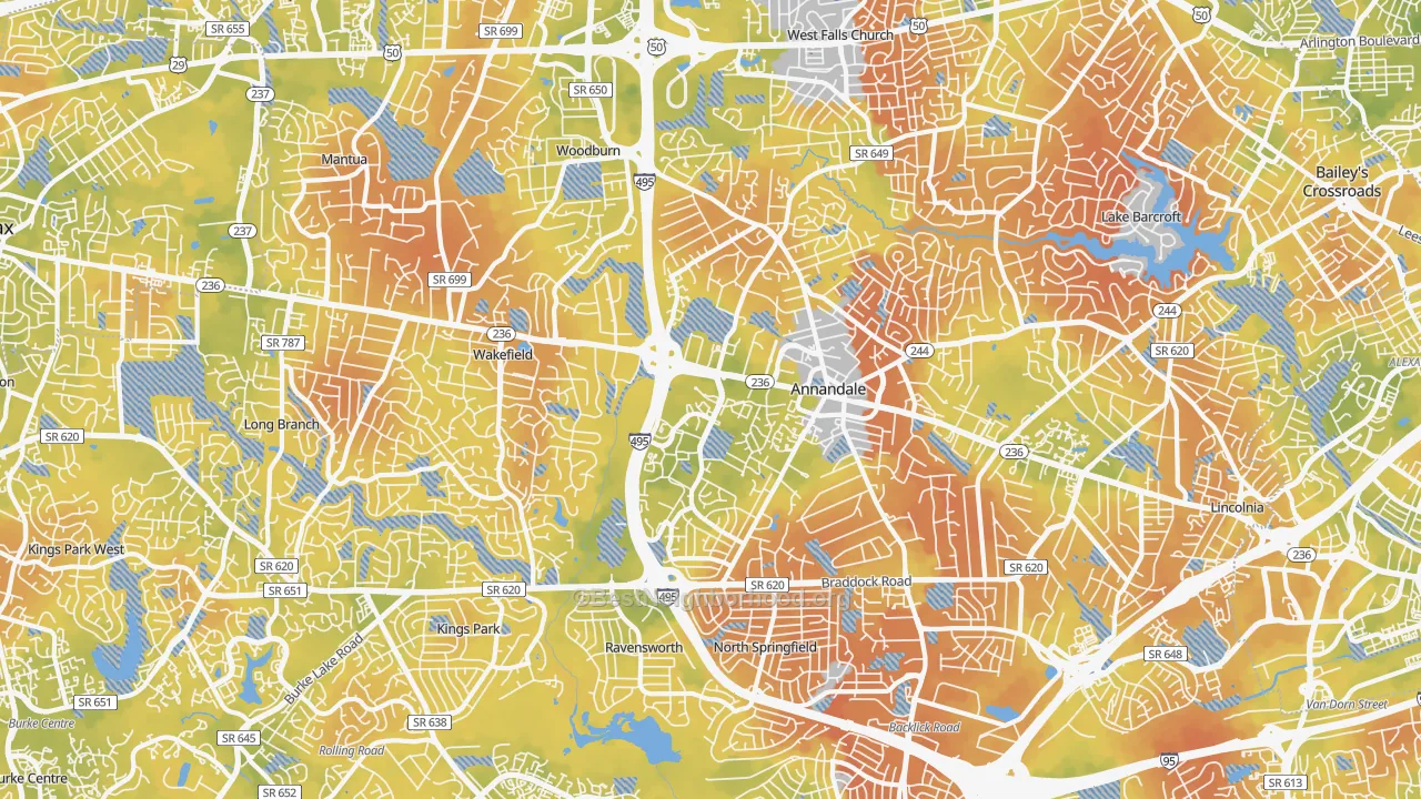 Bike Grade map of Annandale, VA