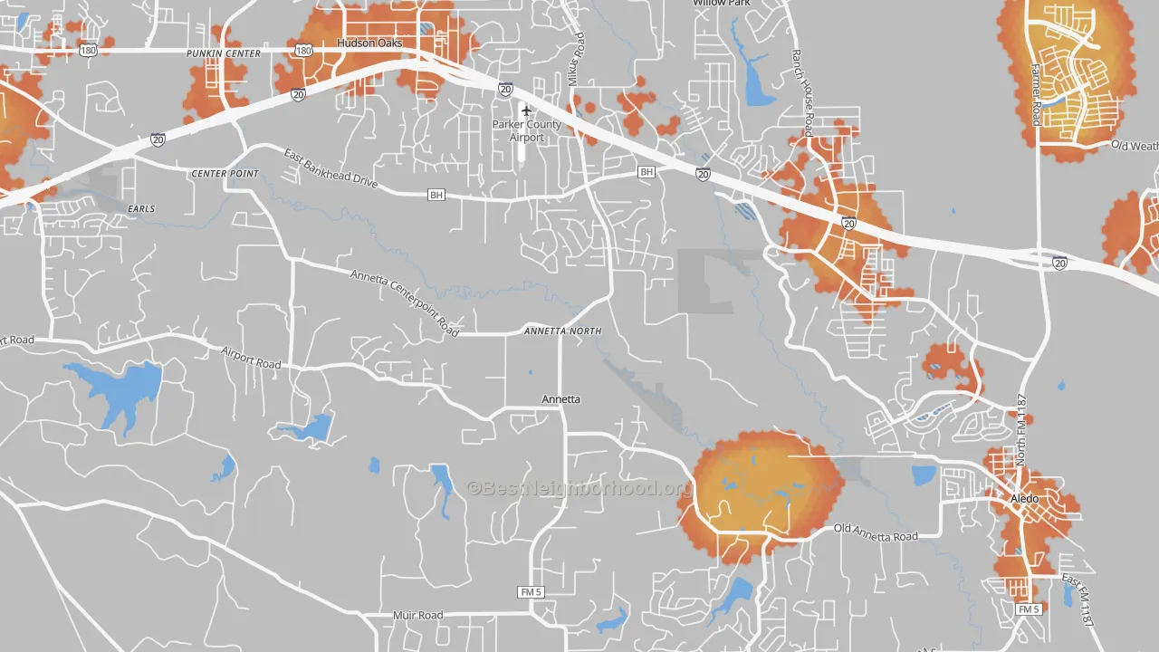Bike Grade map of Annetta North, TX