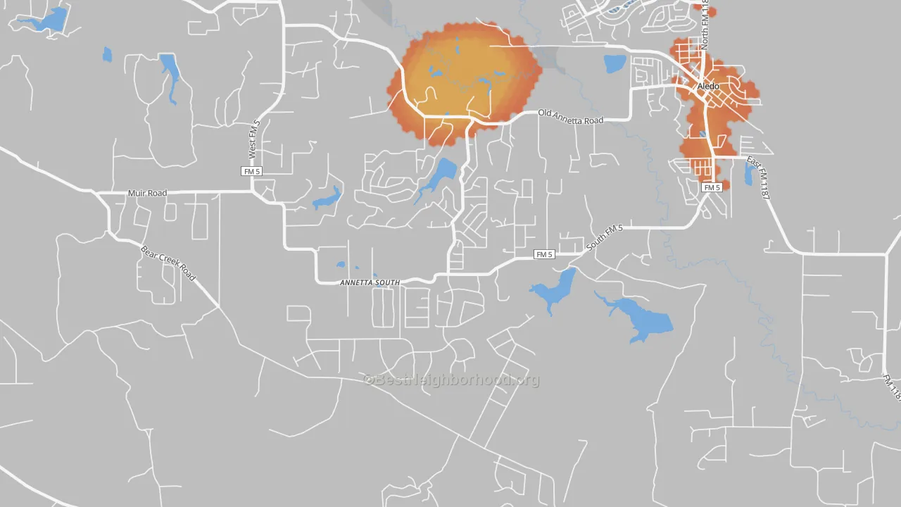 Bike Grade map of Annetta South, TX