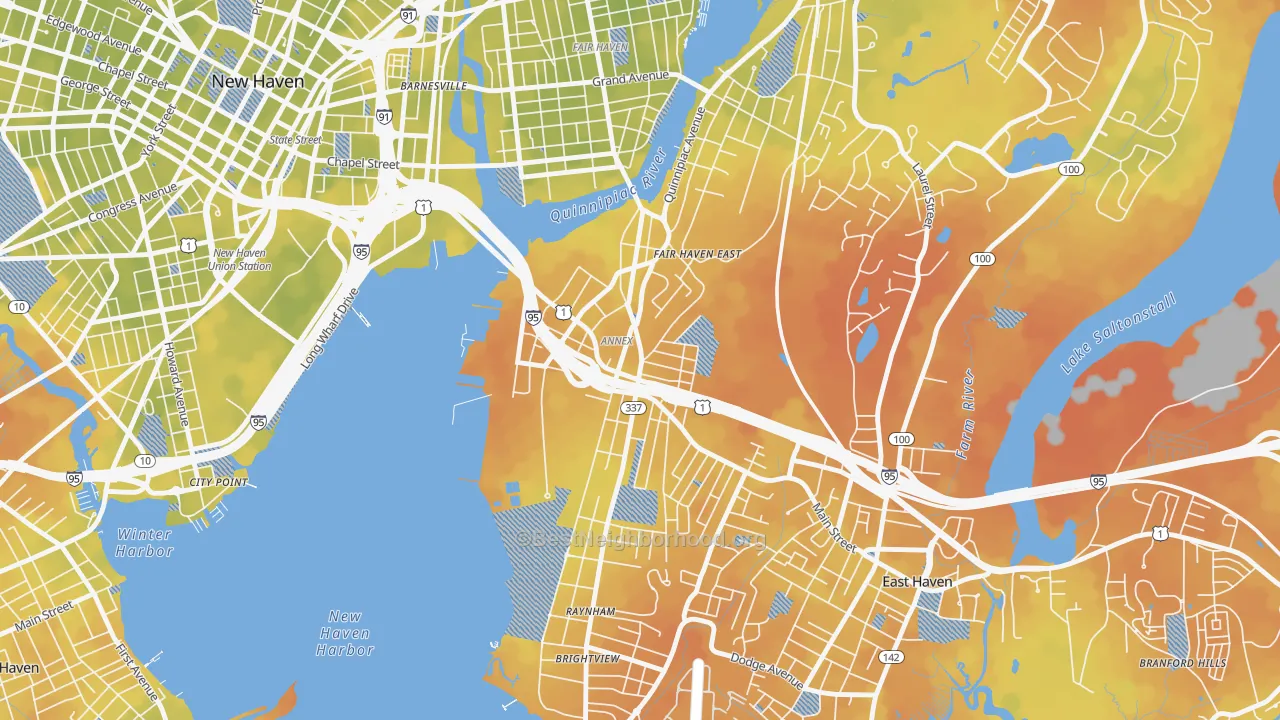 Bike Grade map of Annex, East Haven, CT