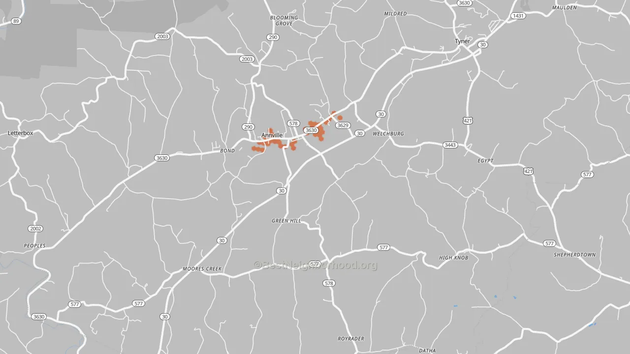 Bike Grade map of Annville, KY