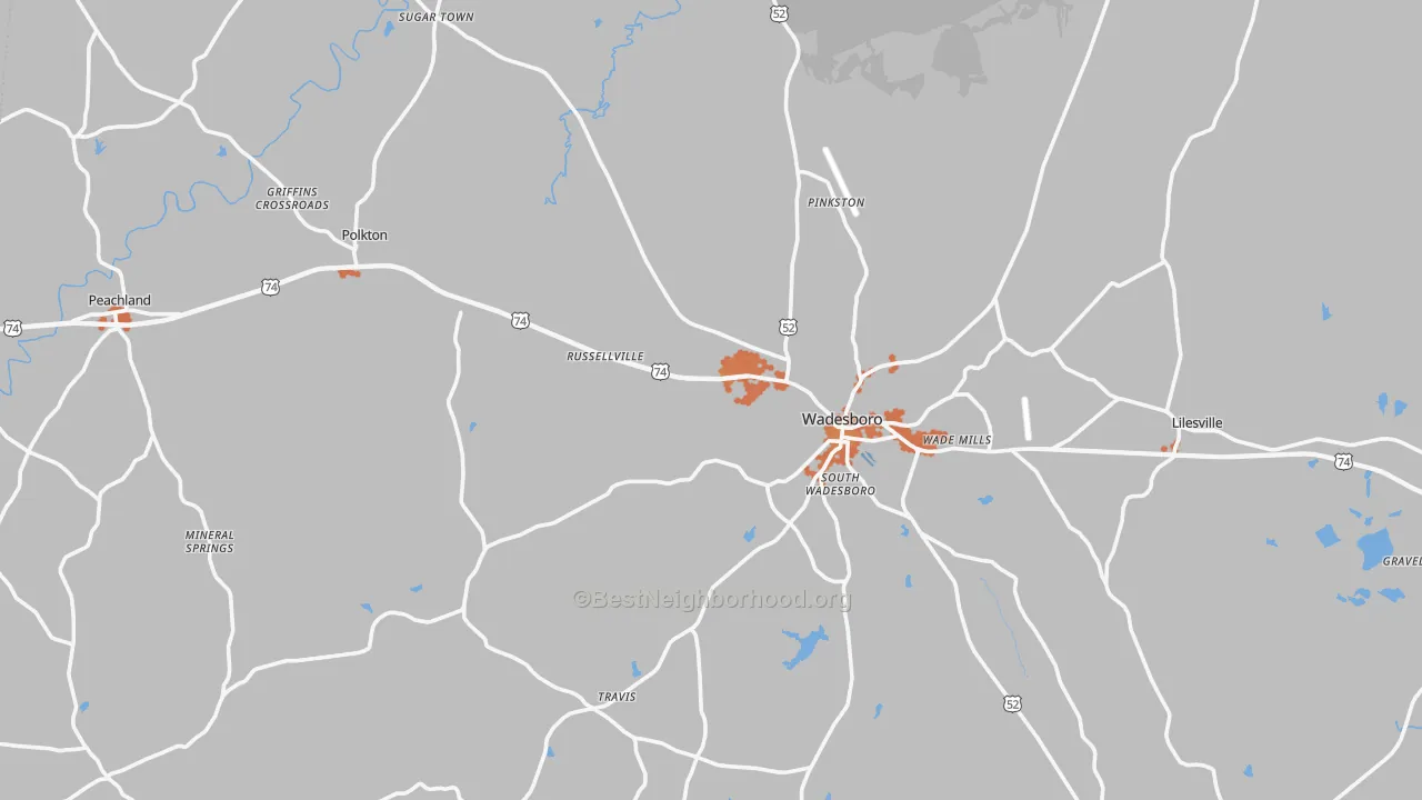 Bike Grade map of Anson County, NC