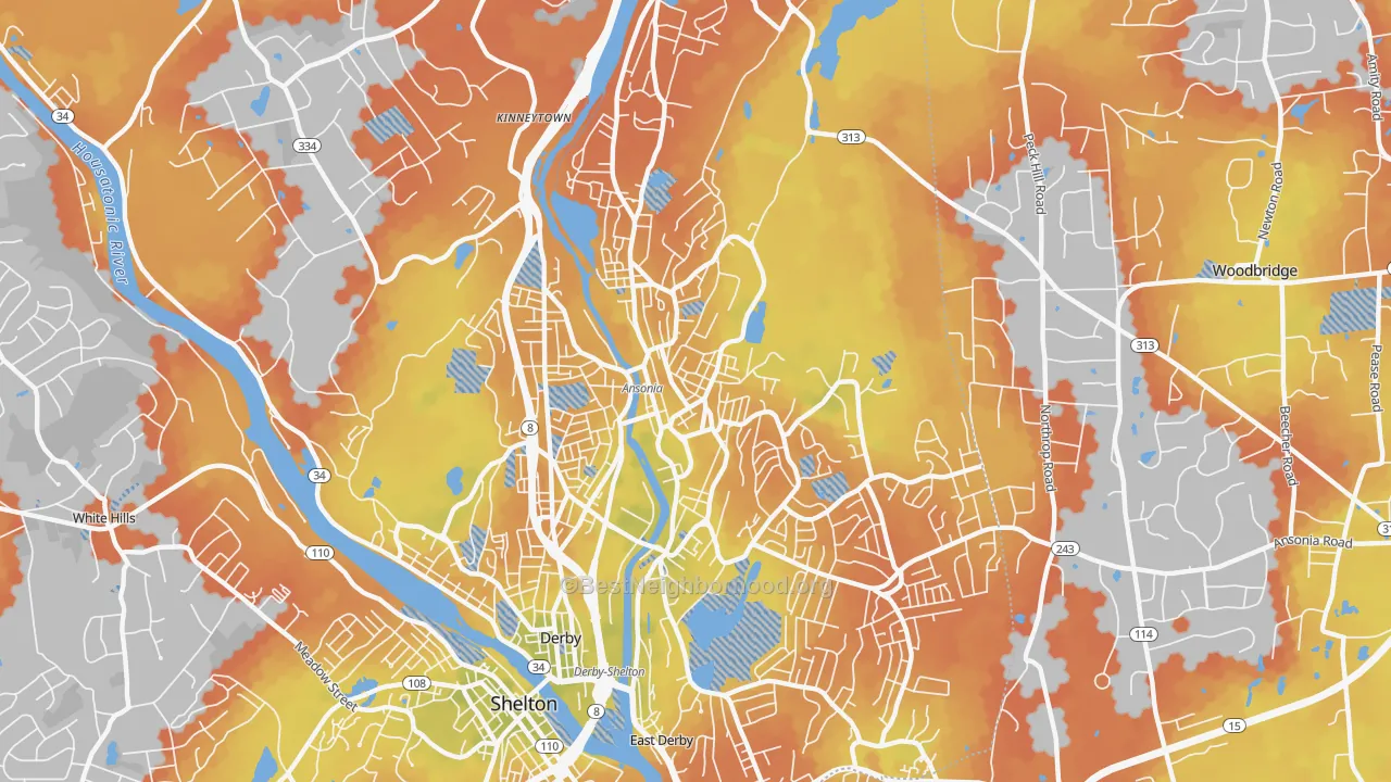 Bike Grade map of Ansonia, CT