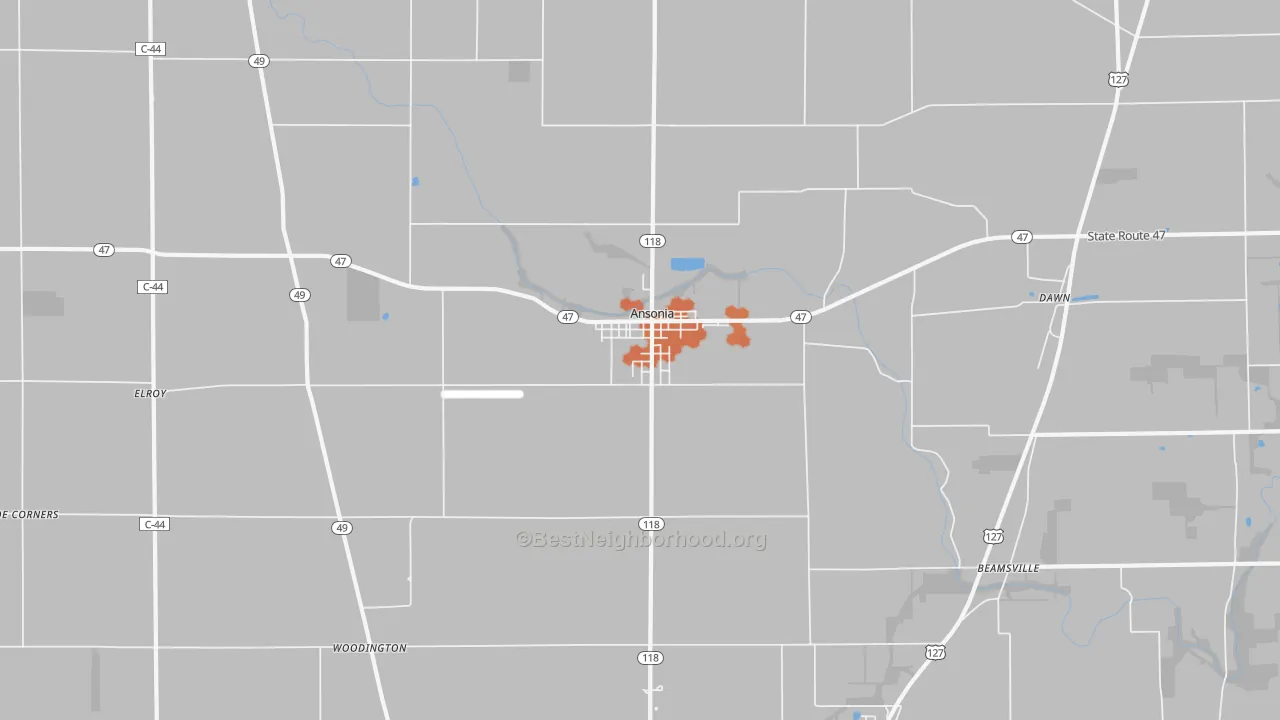 Bike Grade map of Ansonia, OH