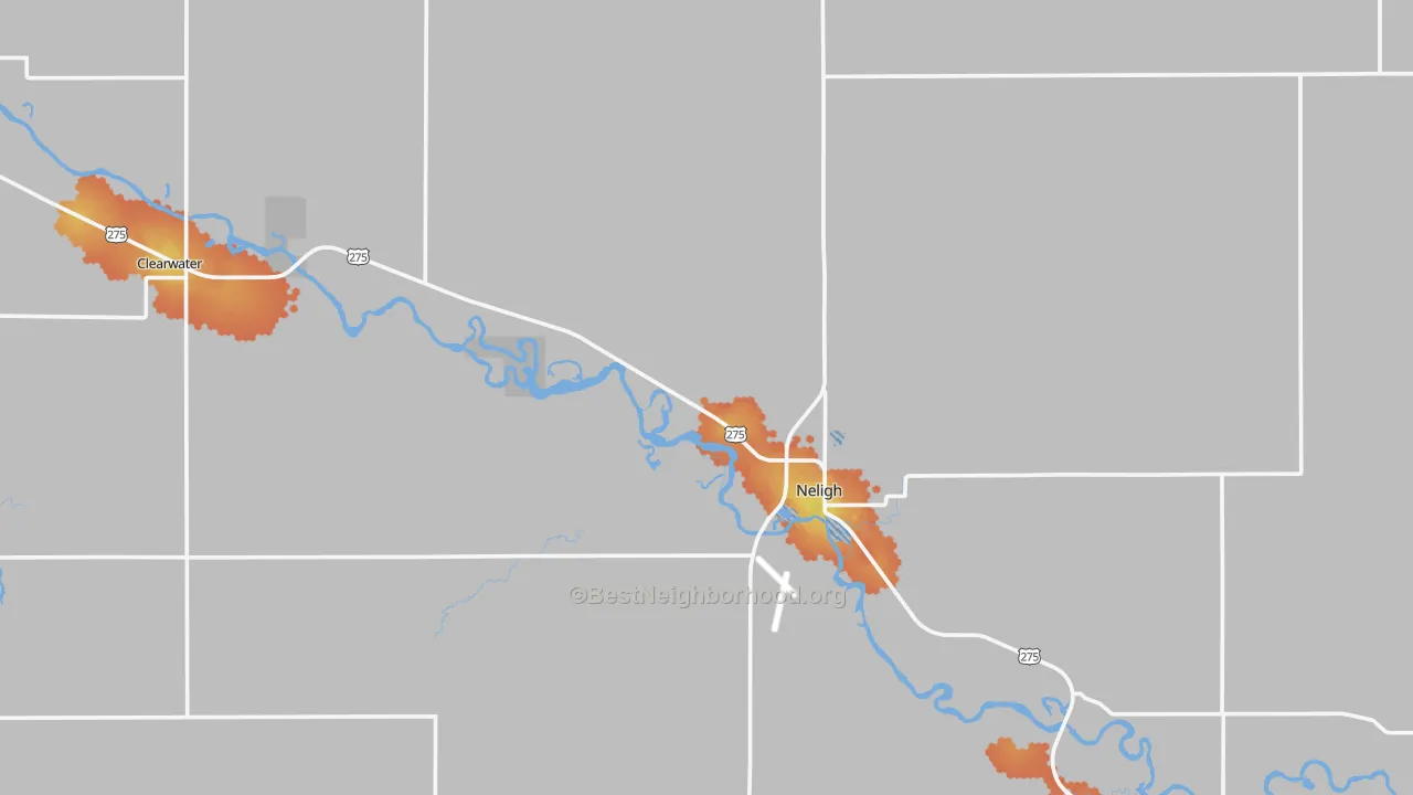 Bike Grade map of Antelope County, NE