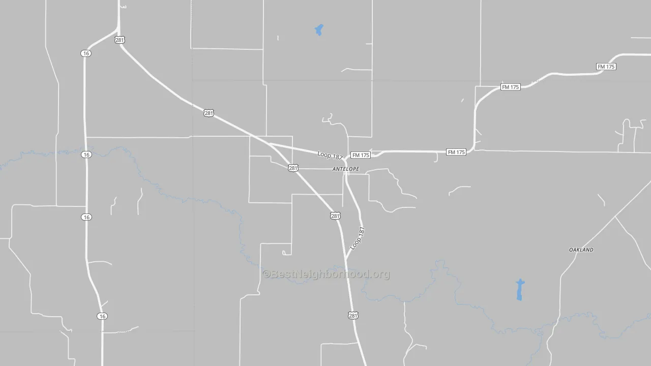 Bike Grade map of Antelope, TX
