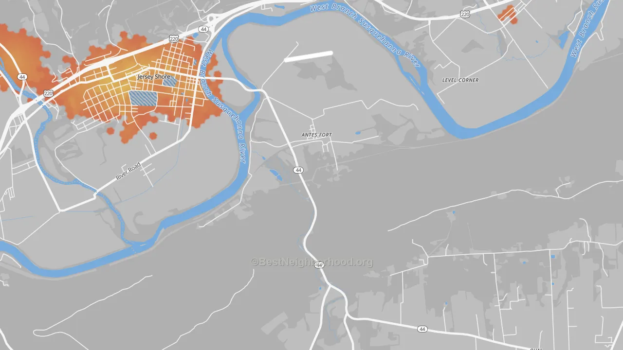 Bike Grade map of Antes Fort, PA