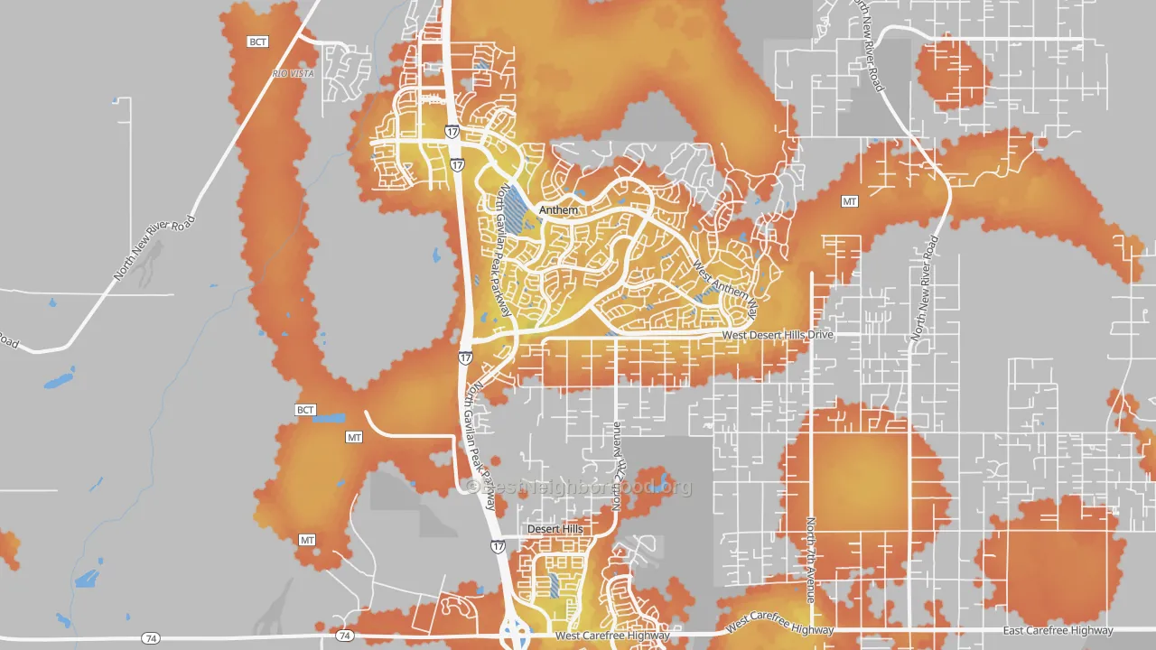 Bike Grade map of Anthem, AZ