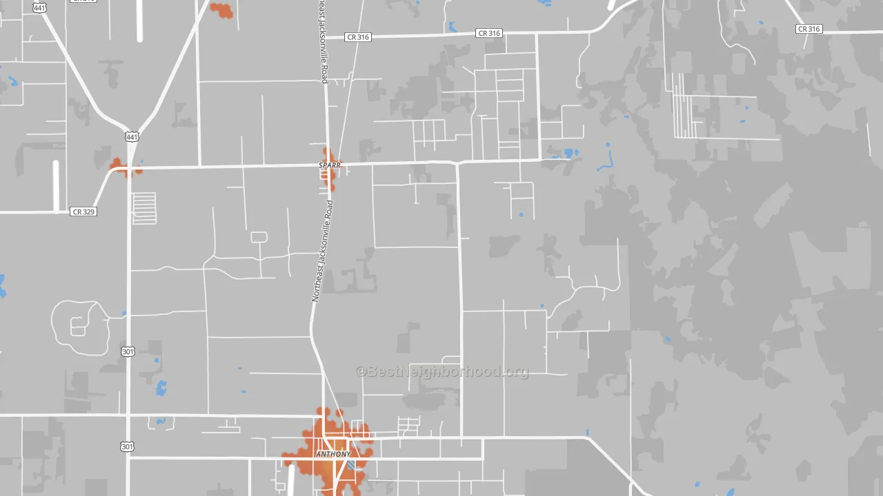 Bike Grade map of Anthony, FL