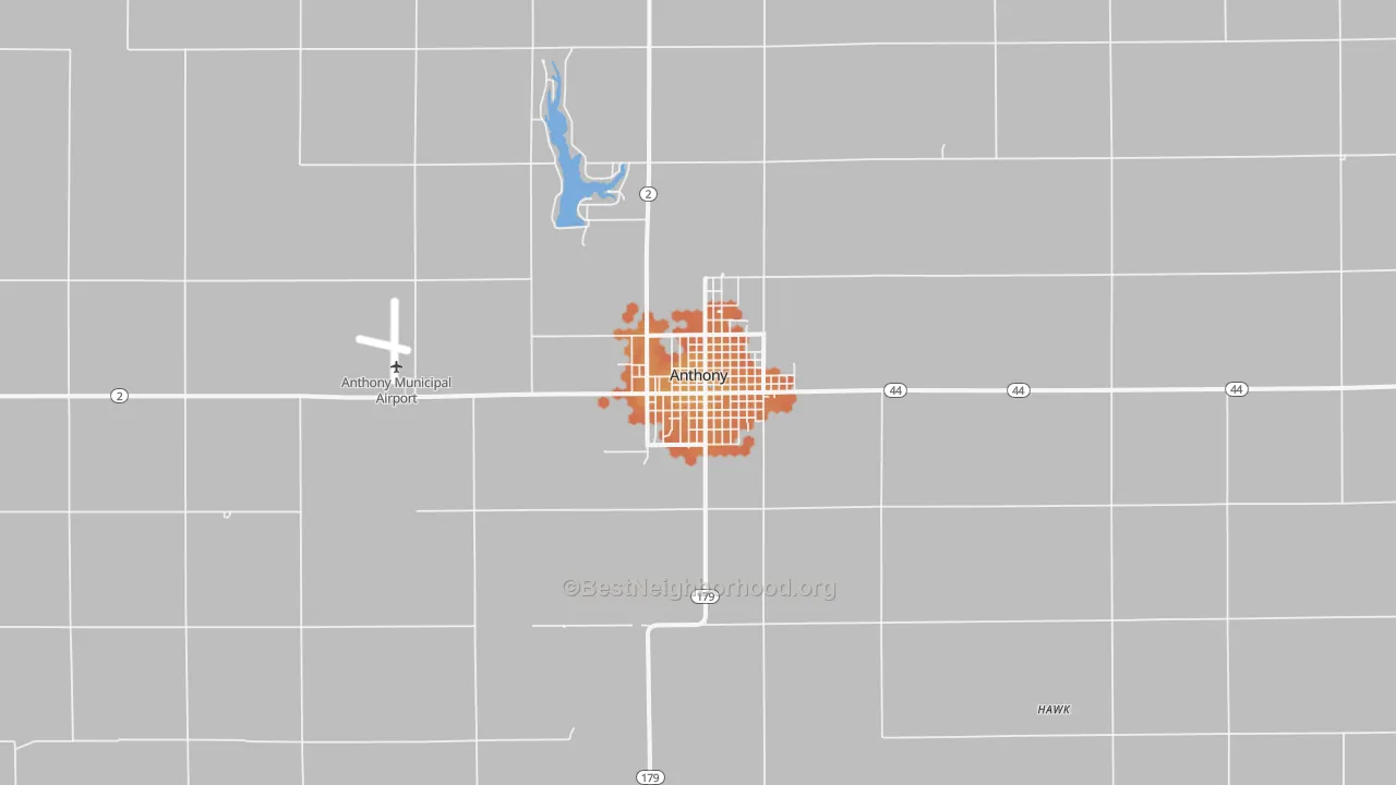 Bike Grade map of Anthony, KS