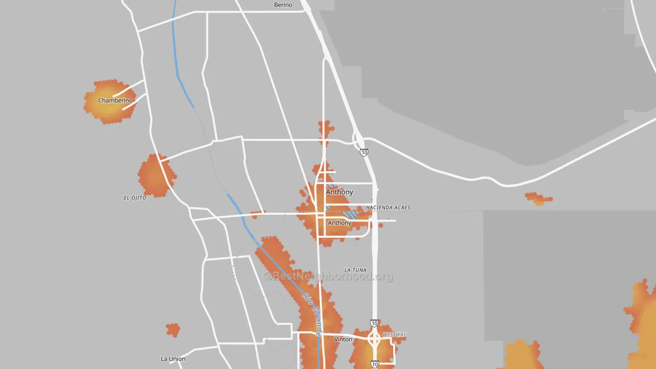 Bike Grade map of Anthony, NM
