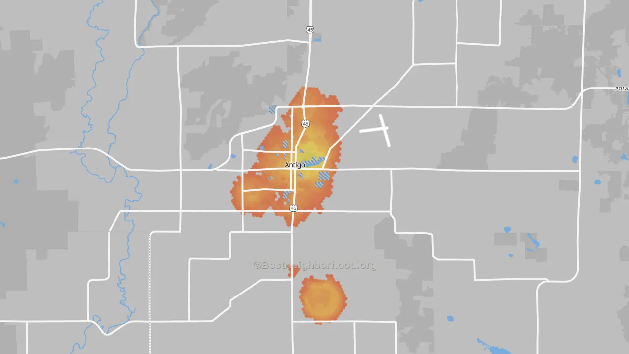 Bike Grade map of Antigo, WI